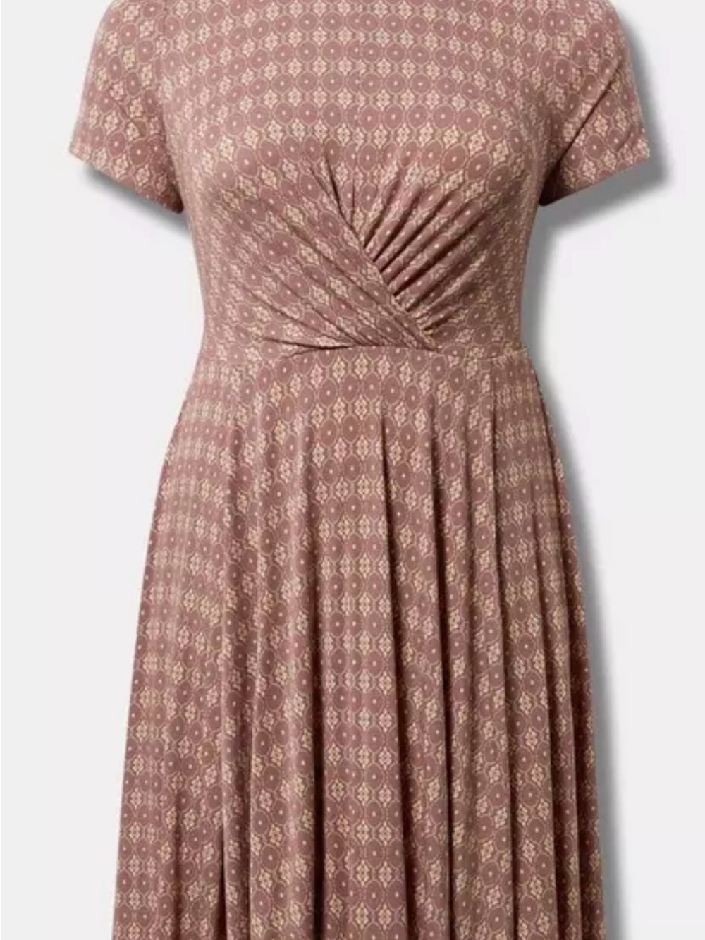 torrid Mauve Brown Printed Surplice Midi Dress